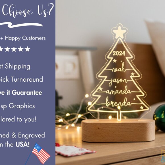 Christmas Tree Night Light – Personalized LED Festive Decor - Picture 4 of 8